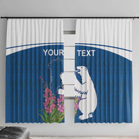 Personalized Greenland National Day Window Curtain Polar Bear With Dwarf Fireweed