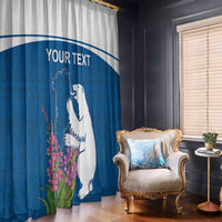 Personalized Greenland National Day Window Curtain Polar Bear With Dwarf Fireweed