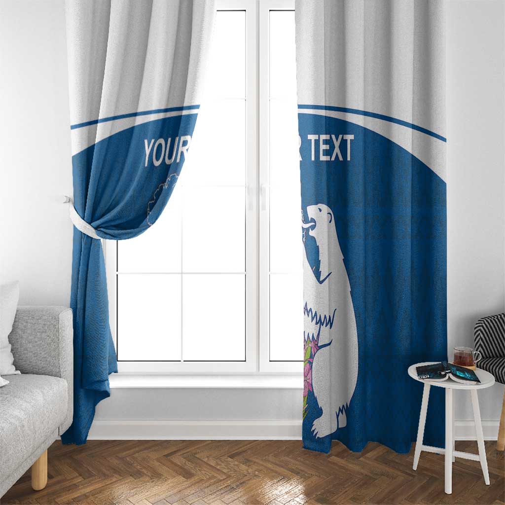 Personalized Greenland National Day Window Curtain Polar Bear With Dwarf Fireweed