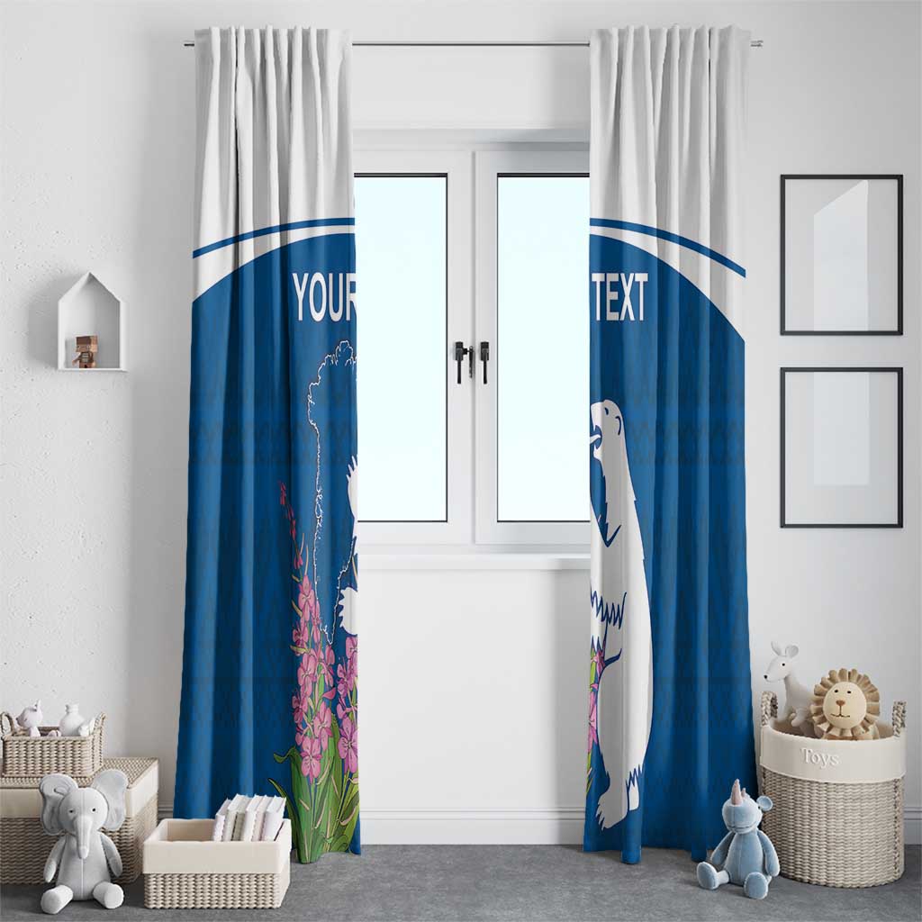 Personalized Greenland National Day Window Curtain Polar Bear With Dwarf Fireweed