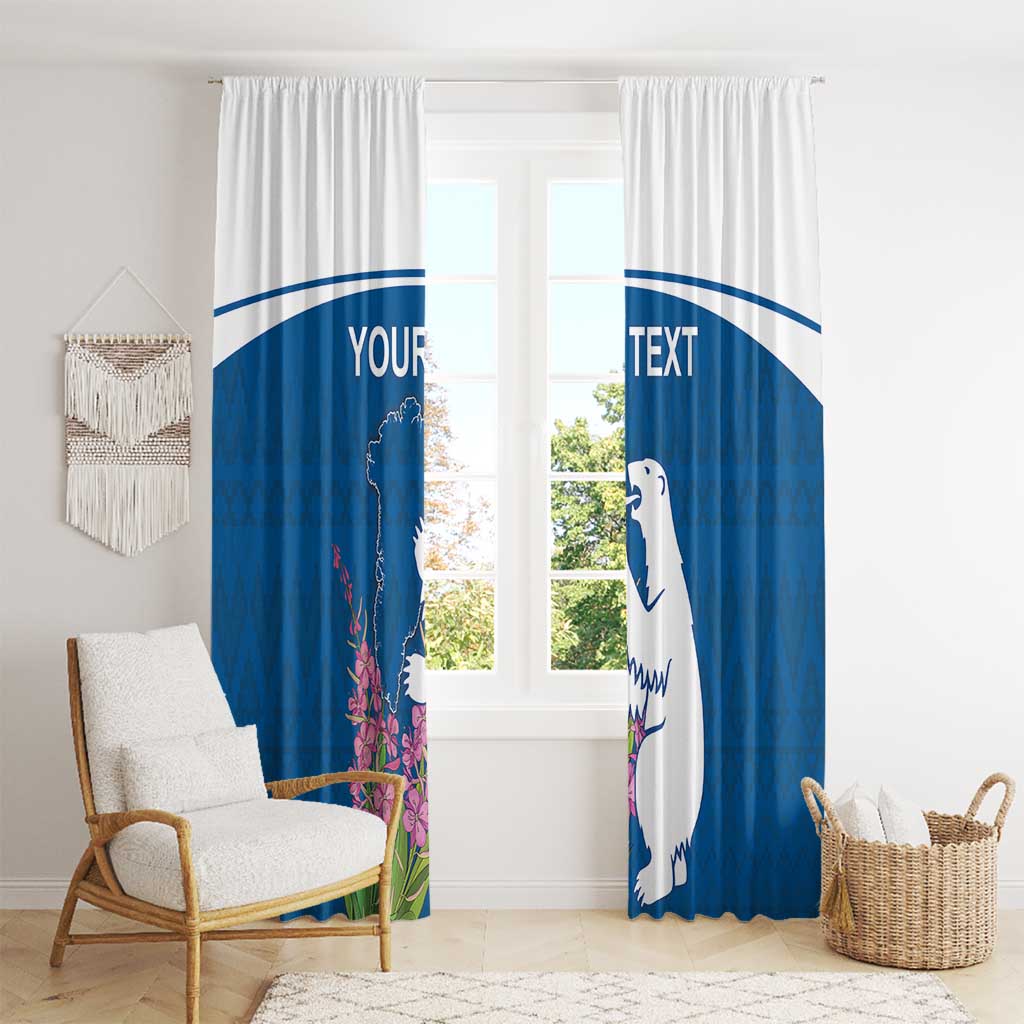 Personalized Greenland National Day Window Curtain Polar Bear With Dwarf Fireweed