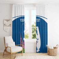 Personalized Greenland National Day Window Curtain Polar Bear With Dwarf Fireweed