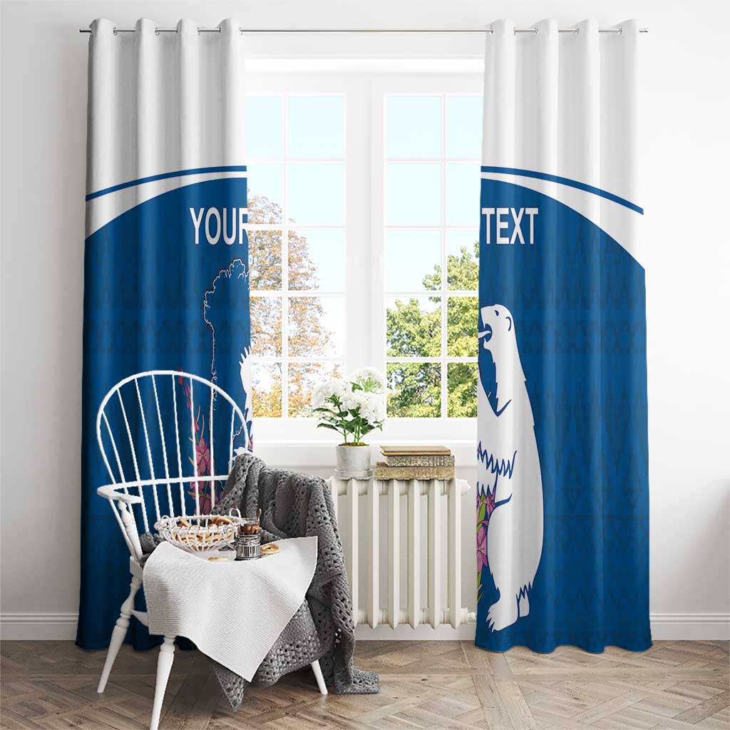 Personalized Greenland National Day Window Curtain Polar Bear With Dwarf Fireweed
