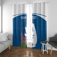 Personalized Greenland National Day Window Curtain Polar Bear With Dwarf Fireweed