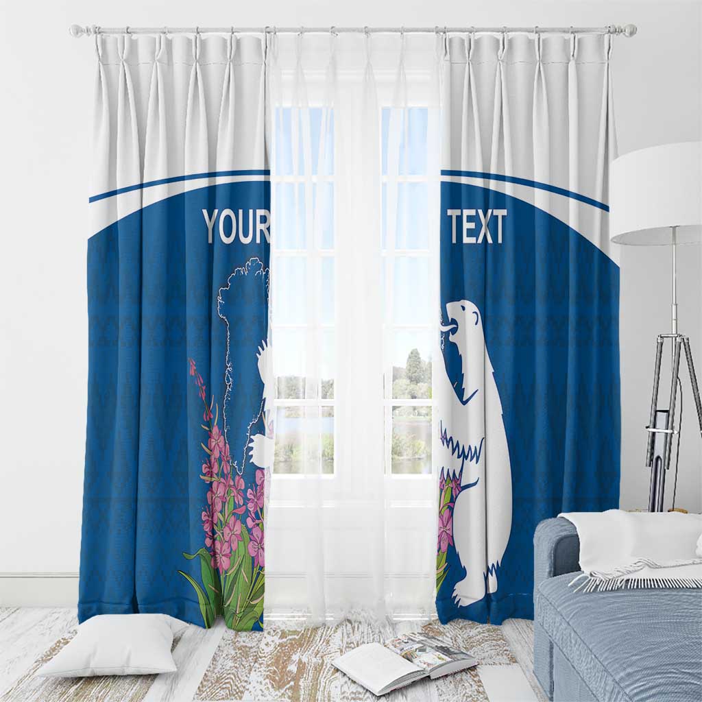 Personalized Greenland National Day Window Curtain Polar Bear With Dwarf Fireweed