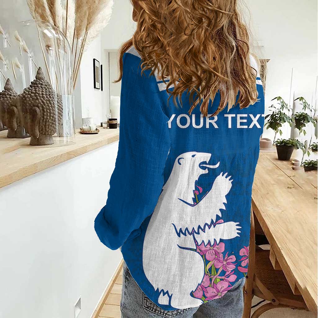 Personalized Greenland National Day Women Casual Shirt Polar Bear With Dwarf Fireweed