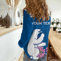 Personalized Greenland National Day Women Casual Shirt Polar Bear With Dwarf Fireweed