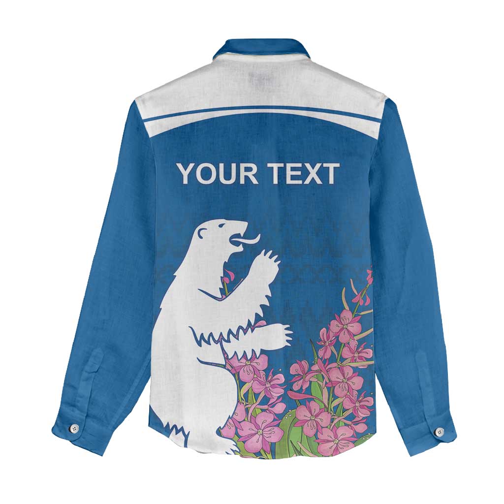 Personalized Greenland National Day Women Casual Shirt Polar Bear With Dwarf Fireweed