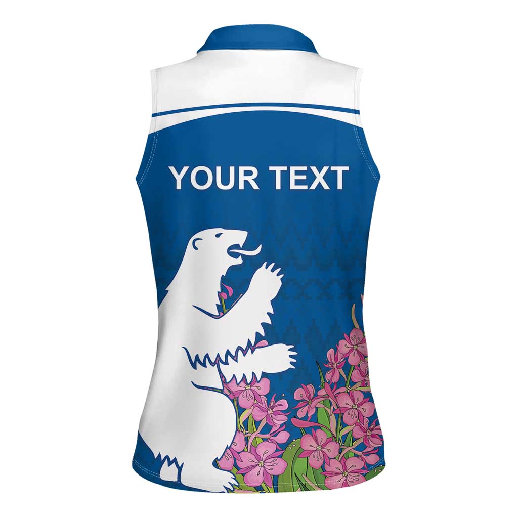 Personalized Greenland National Day Women Sleeveless Polo Shirt Polar Bear With Dwarf Fireweed