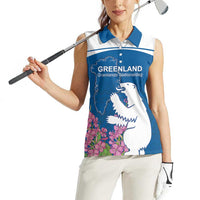Personalized Greenland National Day Women Sleeveless Polo Shirt Polar Bear With Dwarf Fireweed