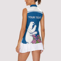 Personalized Greenland National Day Women Sleeveless Polo Shirt Polar Bear With Dwarf Fireweed