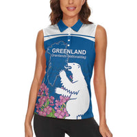 Personalized Greenland National Day Women Sleeveless Polo Shirt Polar Bear With Dwarf Fireweed