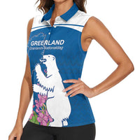 Personalized Greenland National Day Women Sleeveless Polo Shirt Polar Bear With Dwarf Fireweed