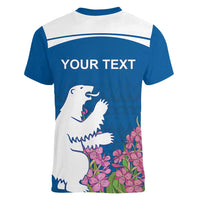 Personalized Greenland National Day Women V-Neck T-Shirt Polar Bear With Dwarf Fireweed
