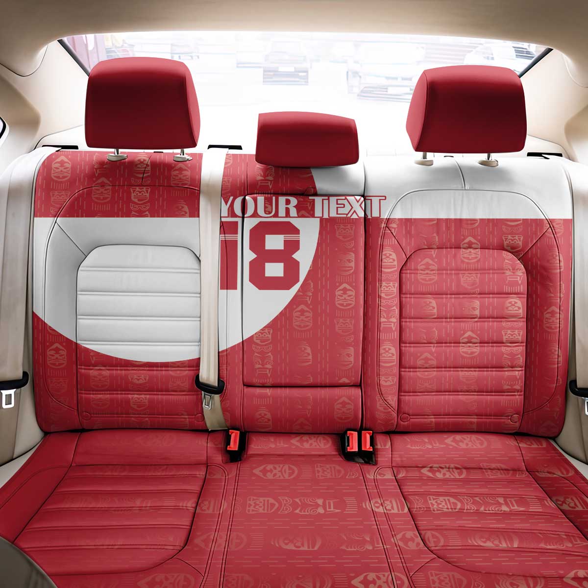 Custom Greenland Football Back Car Seat Cover Polar-Bamserne Tupilaq Pattern