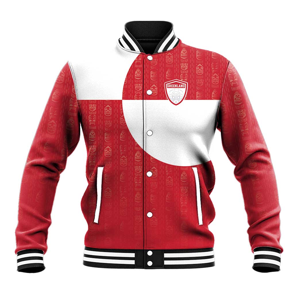 Custom Greenland Football Baseball Jacket Polar-Bamserne Tupilaq Pattern
