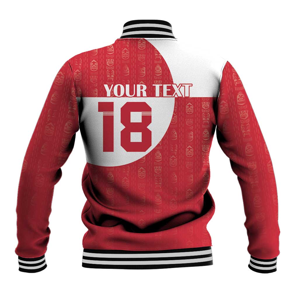 Custom Greenland Football Baseball Jacket Polar-Bamserne Tupilaq Pattern