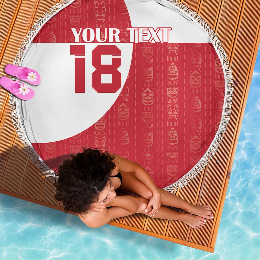 Custom Greenland Football Beach Blanket Polar-Bamserne Tupilaq Pattern