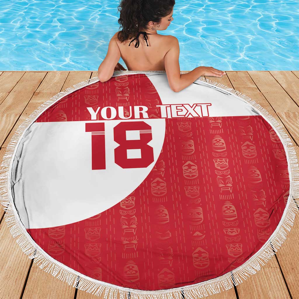 Custom Greenland Football Beach Blanket Polar-Bamserne Tupilaq Pattern