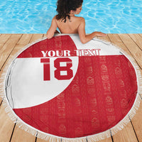 Custom Greenland Football Beach Blanket Polar-Bamserne Tupilaq Pattern