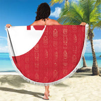 Custom Greenland Football Beach Blanket Polar-Bamserne Tupilaq Pattern