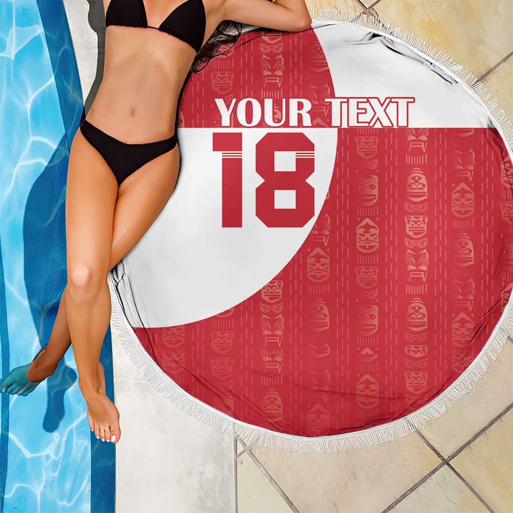 Custom Greenland Football Beach Blanket Polar-Bamserne Tupilaq Pattern