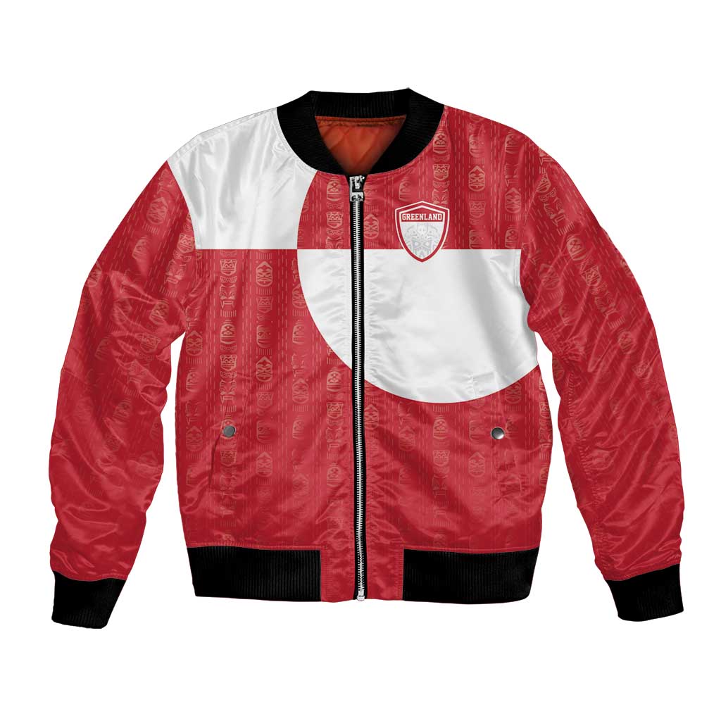 Custom Greenland Football Bomber Jacket Polar-Bamserne Tupilaq Pattern