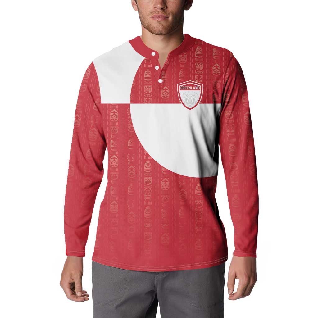 Custom Greenland Football Button Sweatshirt Polar-Bamserne Tupilaq Pattern