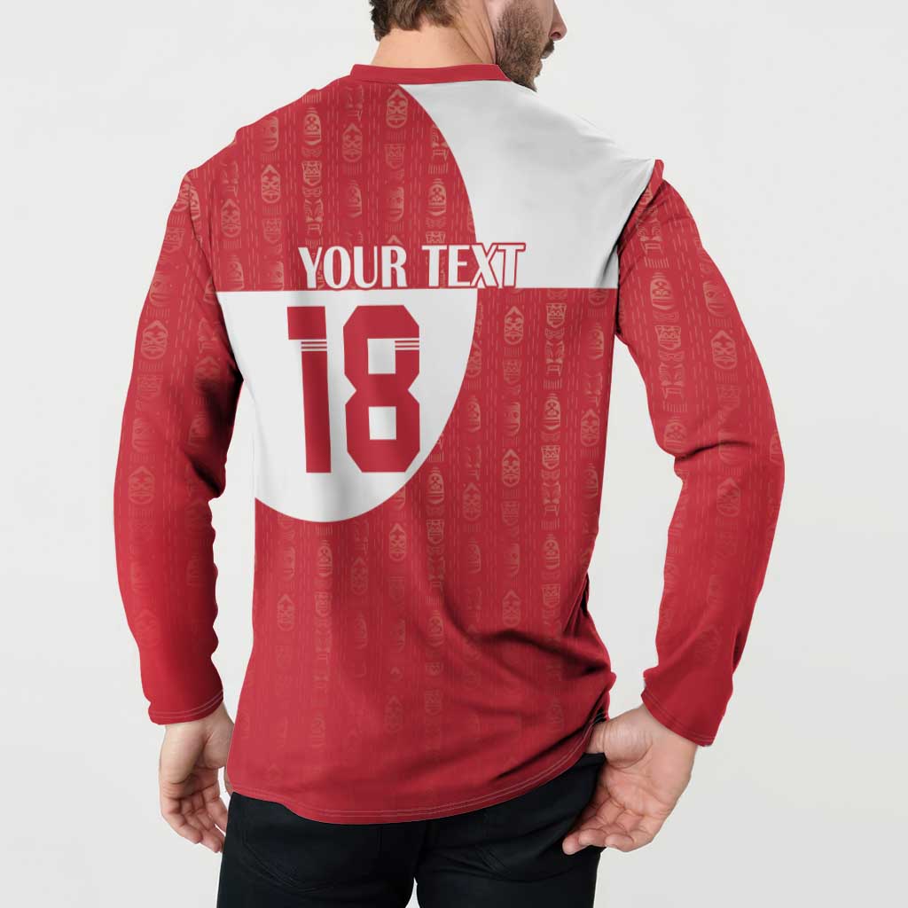 Custom Greenland Football Button Sweatshirt Polar-Bamserne Tupilaq Pattern