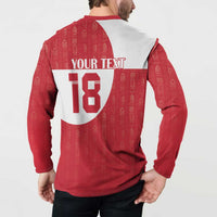 Custom Greenland Football Button Sweatshirt Polar-Bamserne Tupilaq Pattern