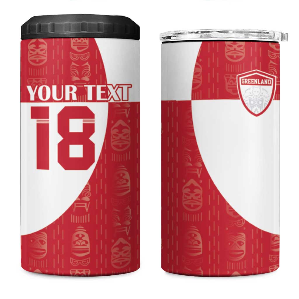 Custom Greenland Football 4 in 1 Can Cooler Tumbler Polar-Bamserne Tupilaq Pattern