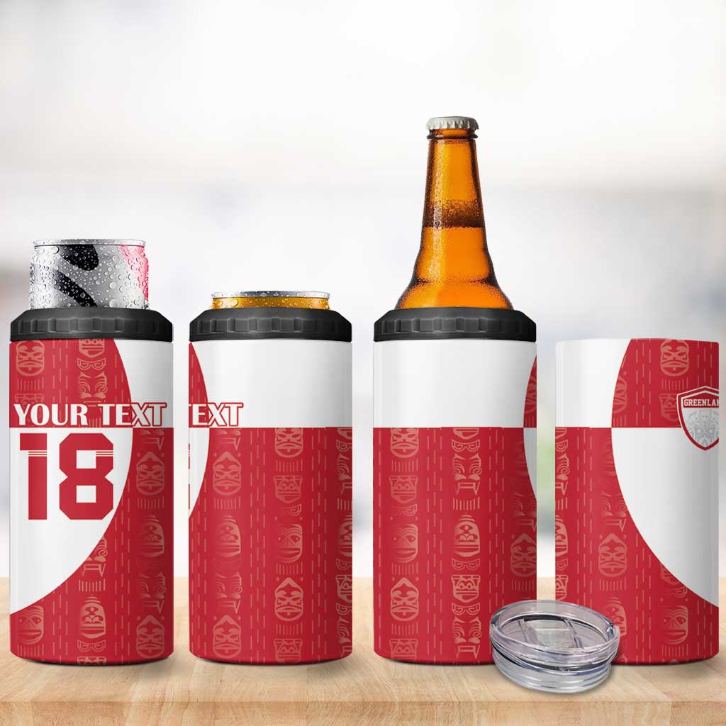 Custom Greenland Football 4 in 1 Can Cooler Tumbler Polar-Bamserne Tupilaq Pattern