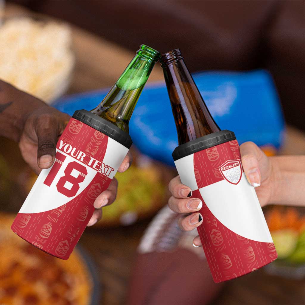 Custom Greenland Football 4 in 1 Can Cooler Tumbler Polar-Bamserne Tupilaq Pattern