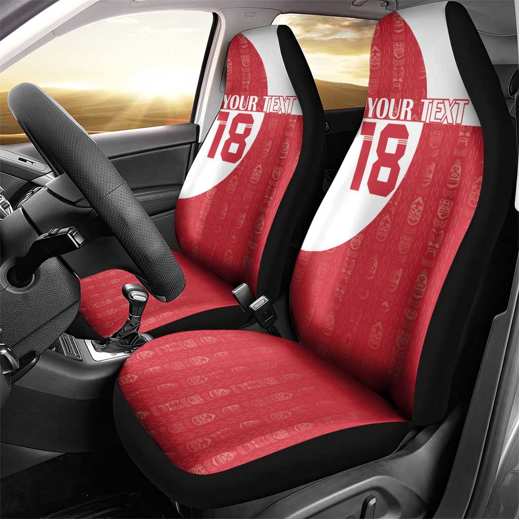 Custom Greenland Football Car Seat Cover Polar-Bamserne Tupilaq Pattern