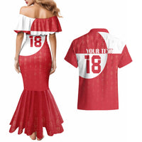 Custom Greenland Football Couples Matching Mermaid Dress and Hawaiian Shirt Polar-Bamserne Tupilaq Pattern