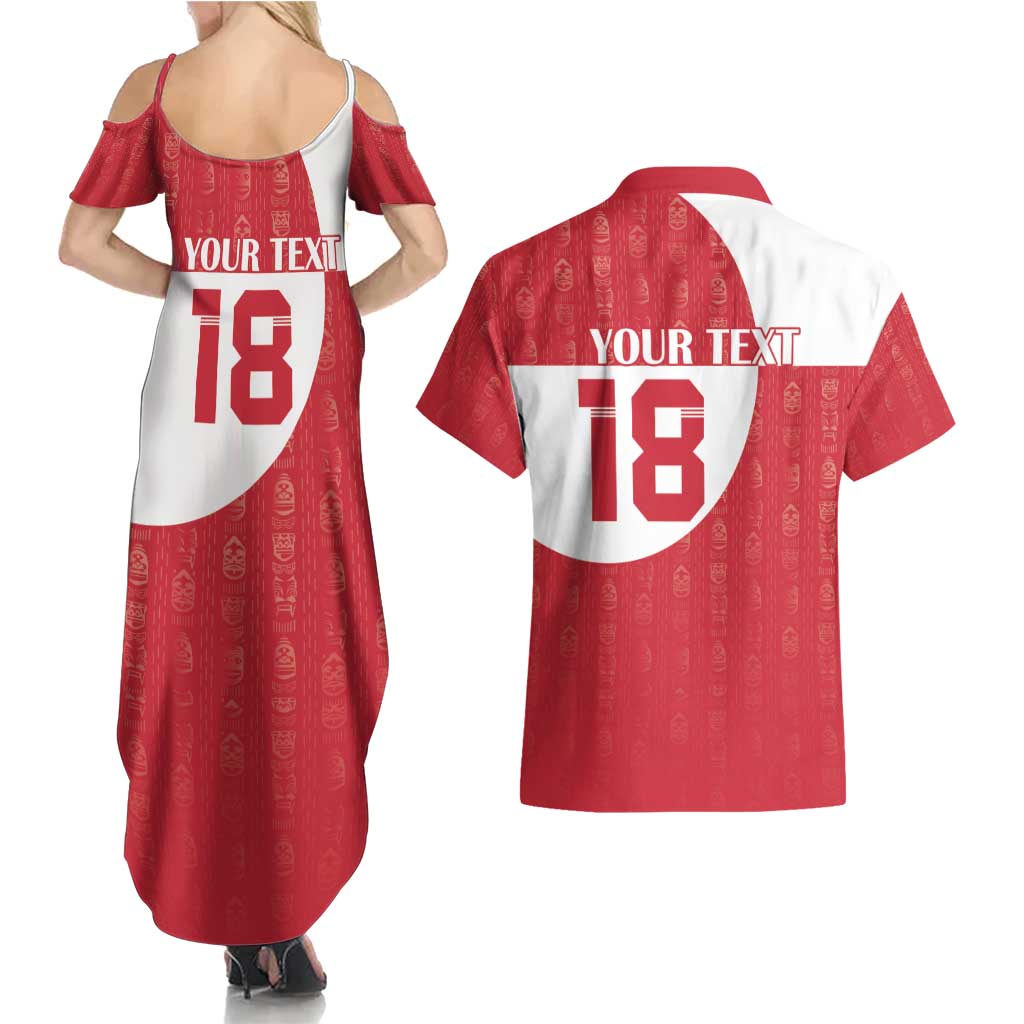 Custom Greenland Football Couples Matching Summer Maxi Dress and Hawaiian Shirt Polar-Bamserne Tupilaq Pattern