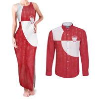 Custom Greenland Football Couples Matching Tank Maxi Dress and Long Sleeve Button Shirt Polar-Bamserne Tupilaq Pattern