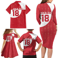 Custom Greenland Football Family Matching Long Sleeve Bodycon Dress and Hawaiian Shirt Polar-Bamserne Tupilaq Pattern