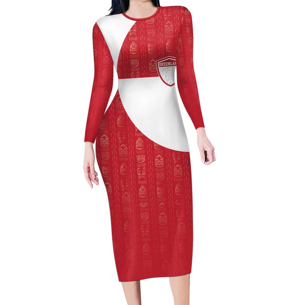Custom Greenland Football Family Matching Long Sleeve Bodycon Dress and Hawaiian Shirt Polar-Bamserne Tupilaq Pattern
