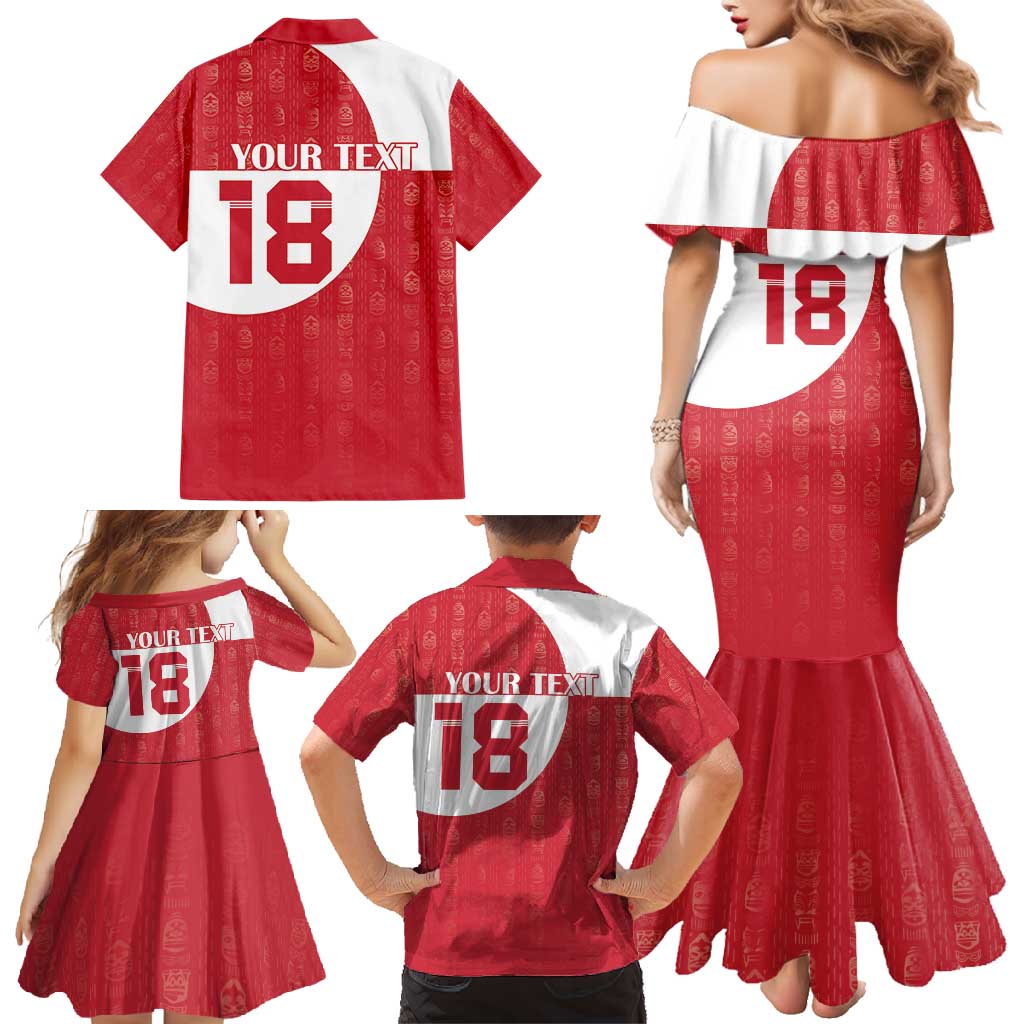 Custom Greenland Football Family Matching Mermaid Dress and Hawaiian Shirt Polar-Bamserne Tupilaq Pattern
