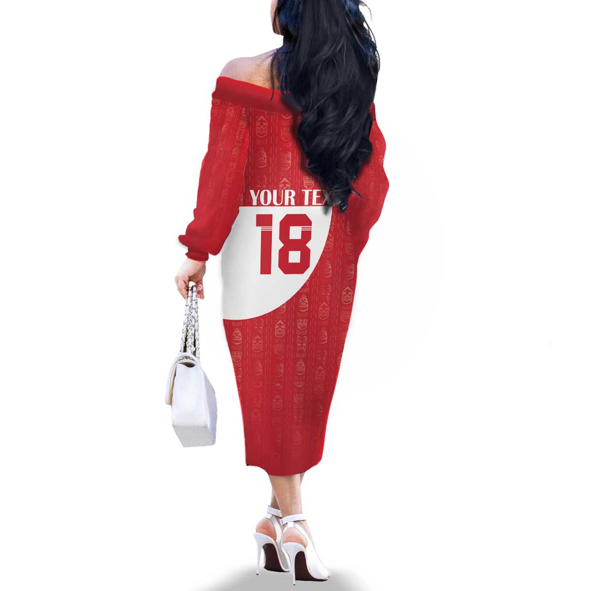 Custom Greenland Football Family Matching Off The Shoulder Long Sleeve Dress and Hawaiian Shirt Polar-Bamserne Tupilaq Pattern