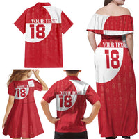 Custom Greenland Football Family Matching Off Shoulder Maxi Dress and Hawaiian Shirt Polar-Bamserne Tupilaq Pattern