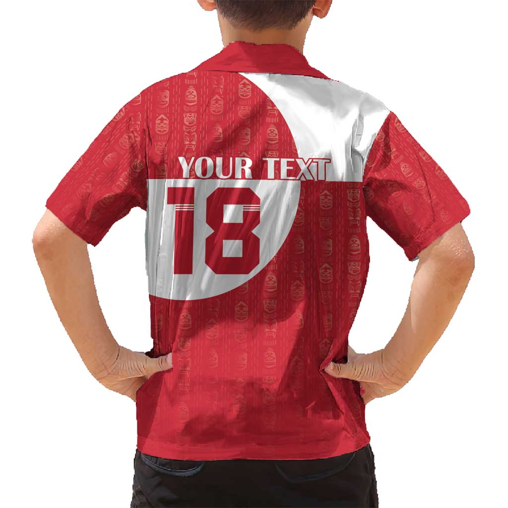 Custom Greenland Football Family Matching Off Shoulder Short Dress and Hawaiian Shirt Polar-Bamserne Tupilaq Pattern