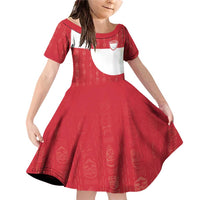 Custom Greenland Football Family Matching Off Shoulder Short Dress and Hawaiian Shirt Polar-Bamserne Tupilaq Pattern
