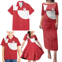 Custom Greenland Football Family Matching Puletasi and Hawaiian Shirt Polar-Bamserne Tupilaq Pattern
