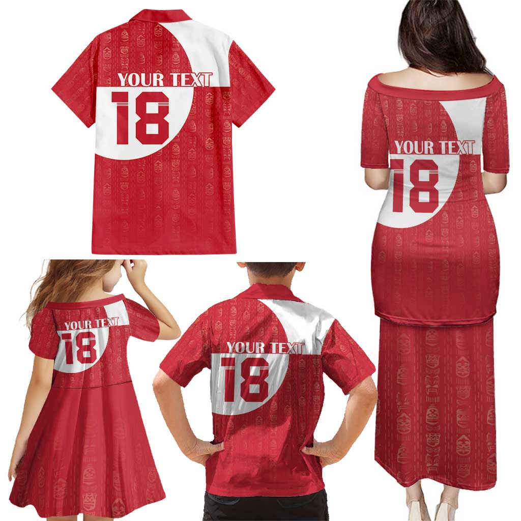 Custom Greenland Football Family Matching Puletasi and Hawaiian Shirt Polar-Bamserne Tupilaq Pattern