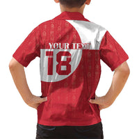 Custom Greenland Football Family Matching Short Sleeve Bodycon Dress and Hawaiian Shirt Polar-Bamserne Tupilaq Pattern