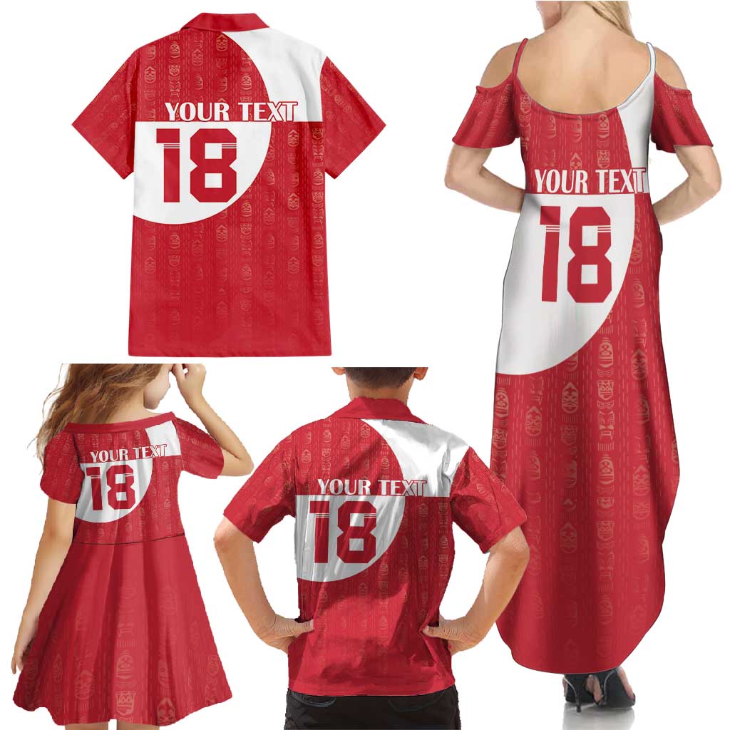 Custom Greenland Football Family Matching Summer Maxi Dress and Hawaiian Shirt Polar-Bamserne Tupilaq Pattern