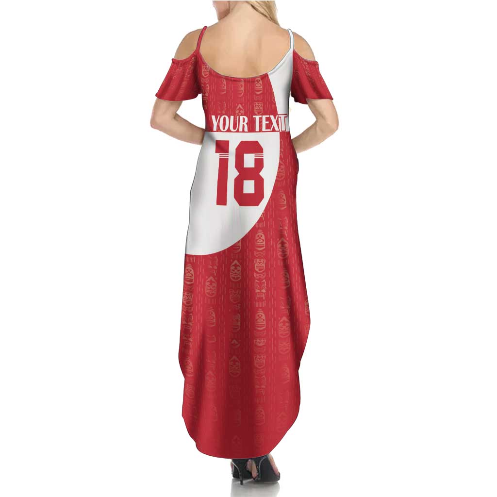 Custom Greenland Football Family Matching Summer Maxi Dress and Hawaiian Shirt Polar-Bamserne Tupilaq Pattern