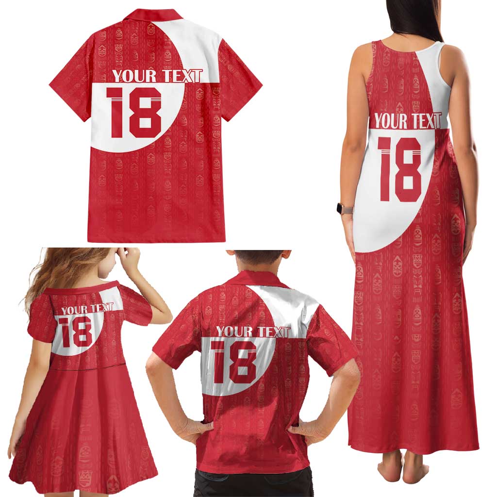 Custom Greenland Football Family Matching Tank Maxi Dress and Hawaiian Shirt Polar-Bamserne Tupilaq Pattern